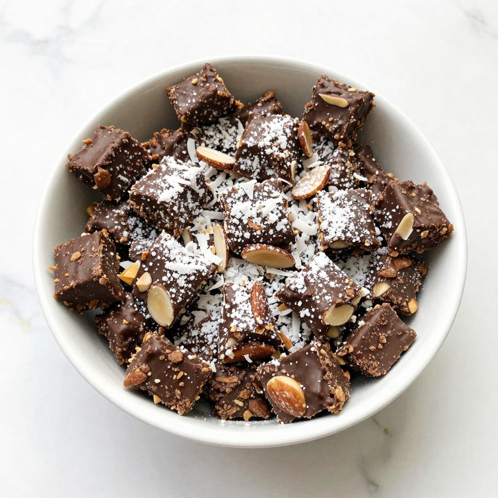 Chocolate Coconut Almond Puppy Chow close up