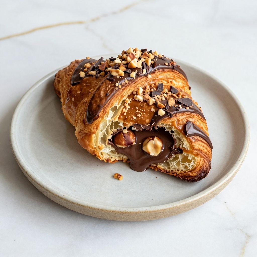 Chocolate Hazelnut Filled Croissant Recipe close up