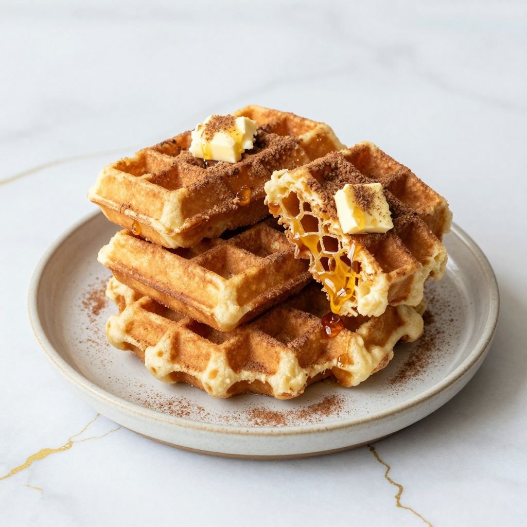 Cinnamon Sugar Belgian Waffles close up