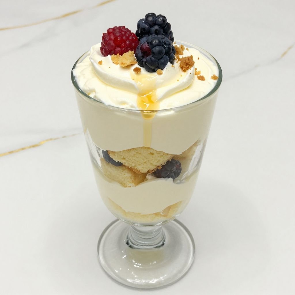 Classic Vanilla Cream Layered Trifle close up