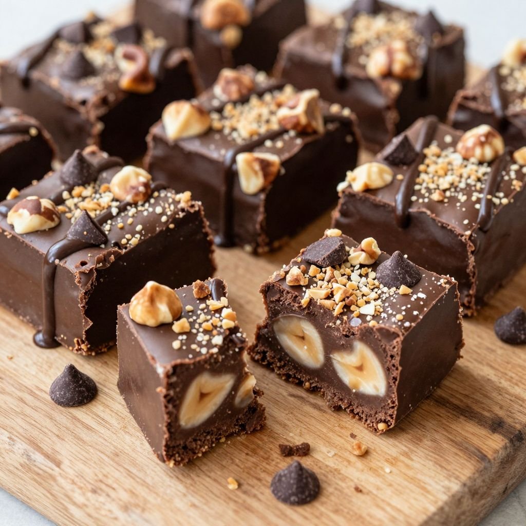 Creamy Chocolate Hazelnut Fudge Squares