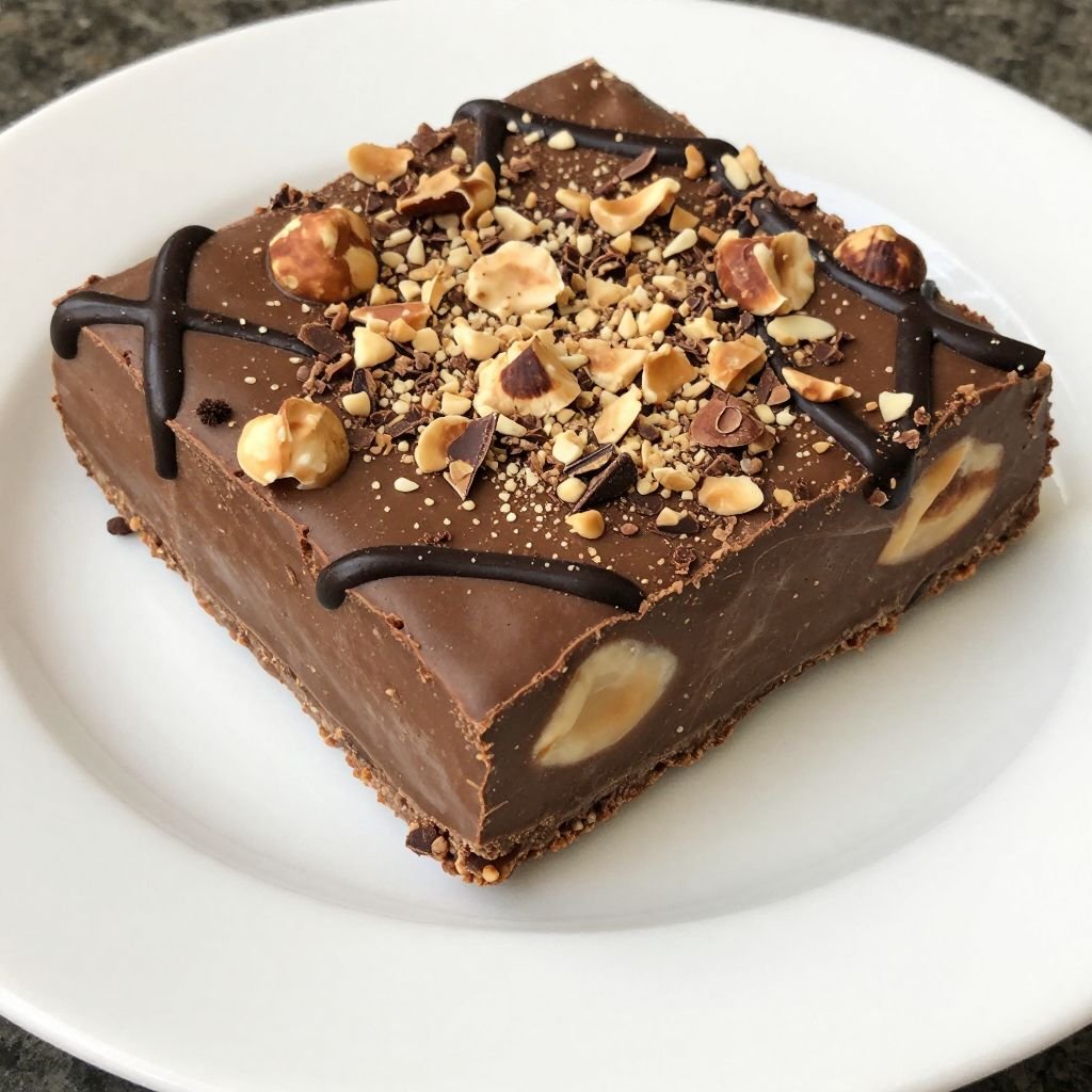 Creamy Chocolate Hazelnut Fudge Squares close up