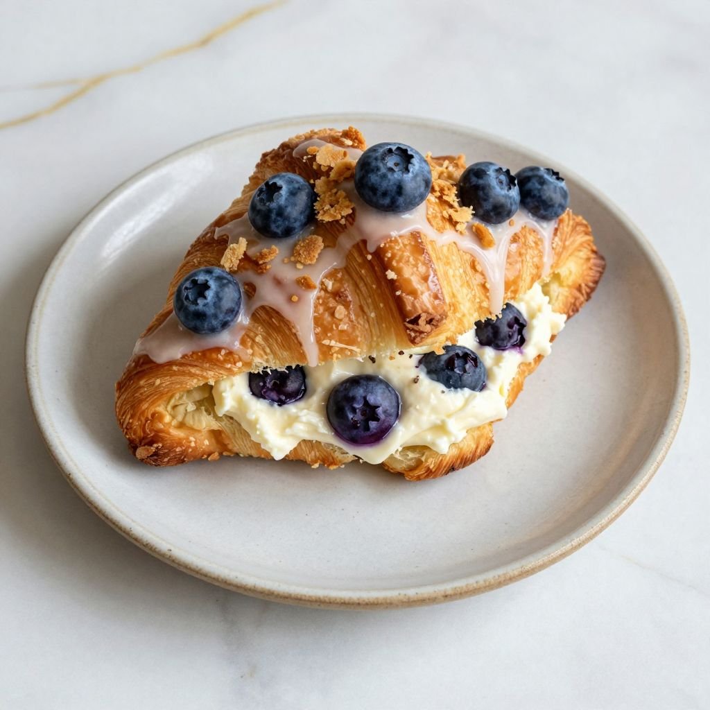 Flaky Cream Cheese Blueberry Croissants close up