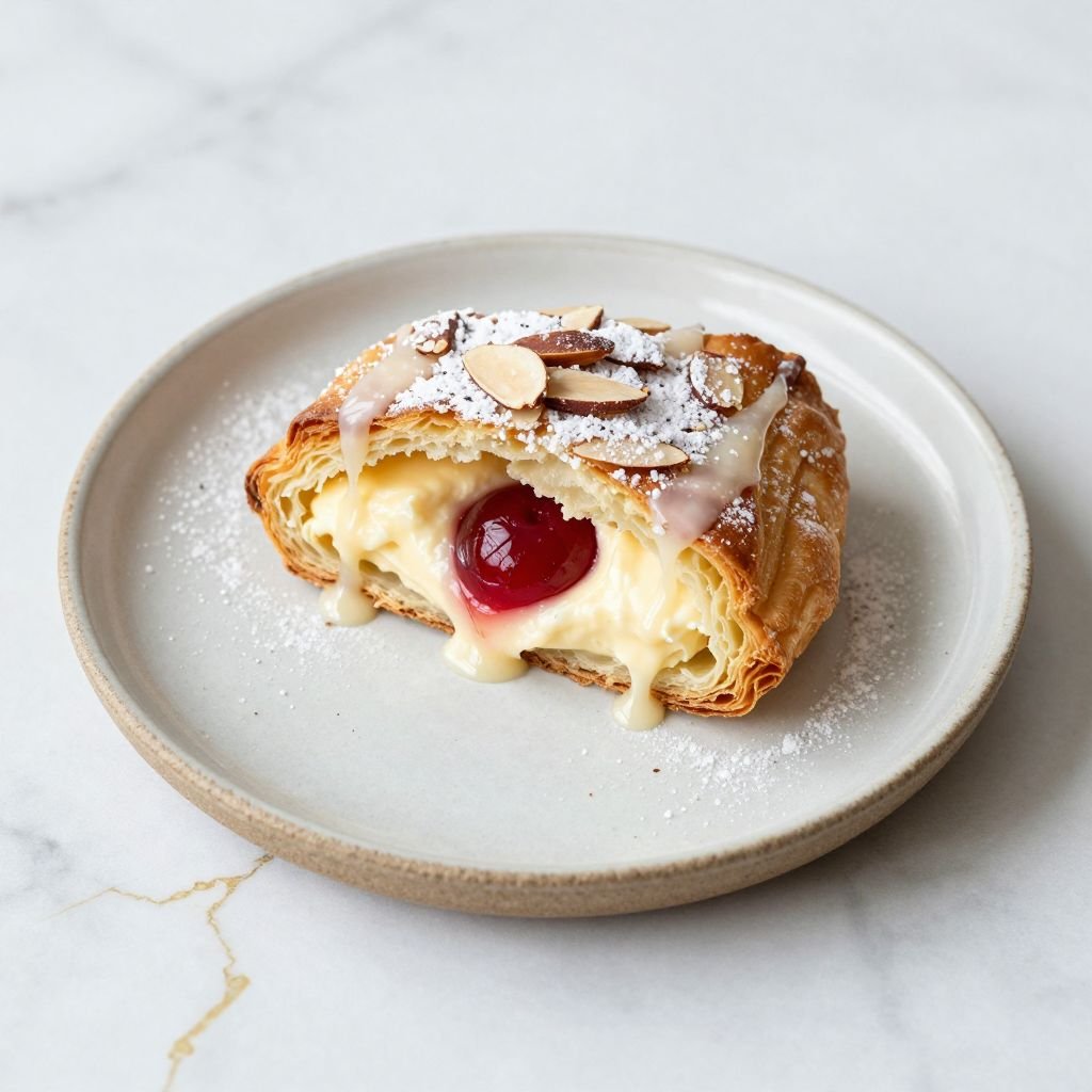Flaky Cream Cheese Cherry Danish close up