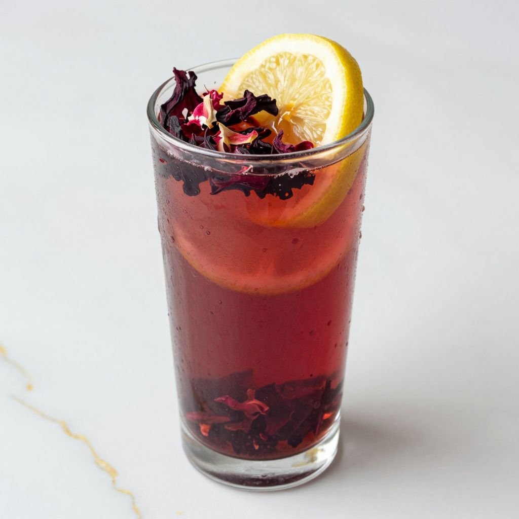 Floral Hibiscus Honey Lemonade Drink close up
