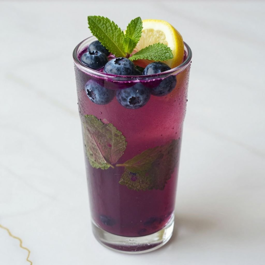 Fresh Blueberry Mint Lemonade Recipe close up