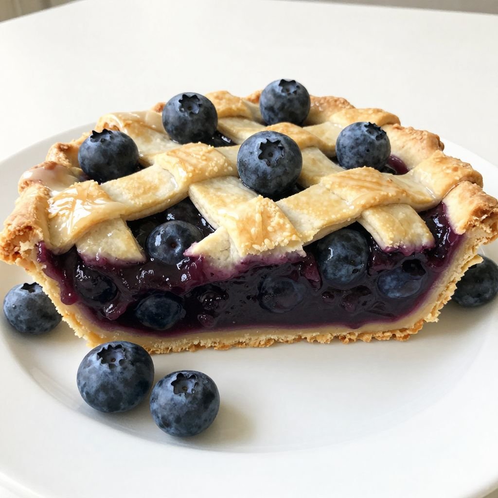 Fresh Blueberry Pie with Lattice close up