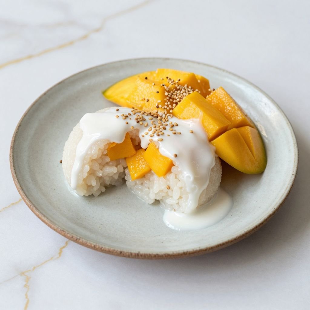 Fresh Mango Sticky Rice Mochi close up