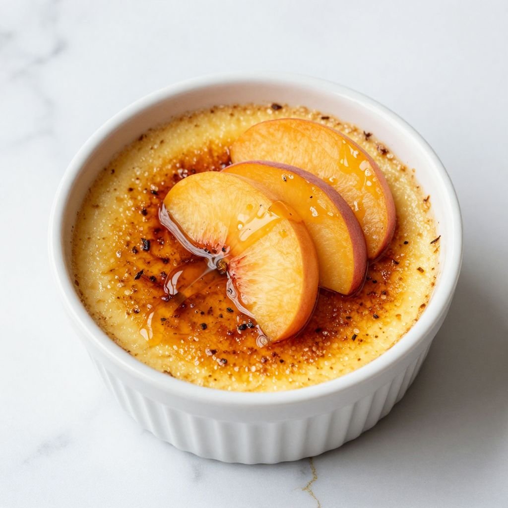 Fresh Peach Vanilla Creme Brulee
