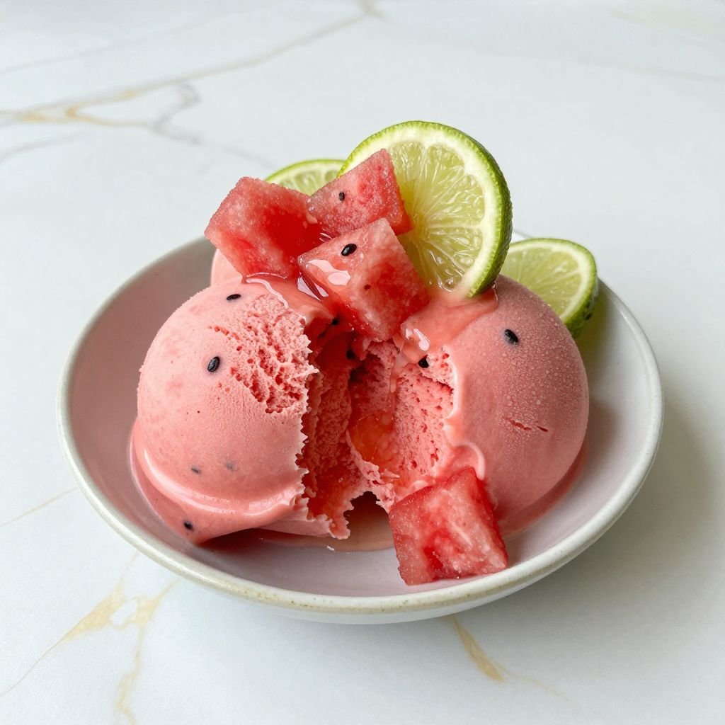 Fresh Watermelon Lime Ice Cream close up