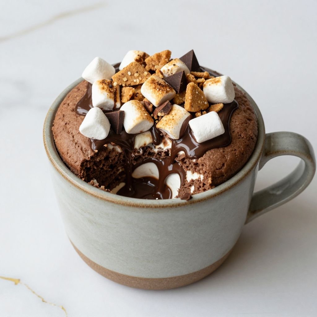 Gooey S'mores Chocolate Mug Cake close up
