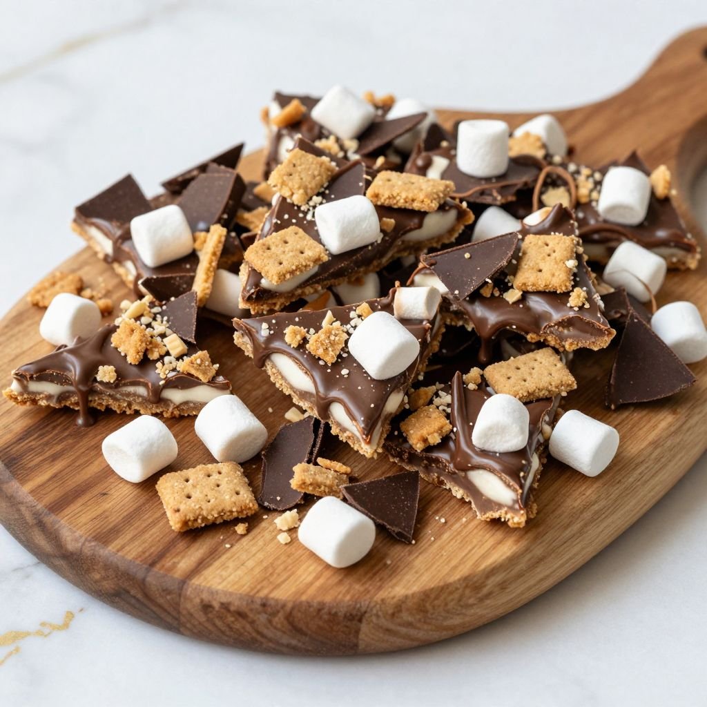 Graham Cracker Marshmallow Chocolate Bark close up