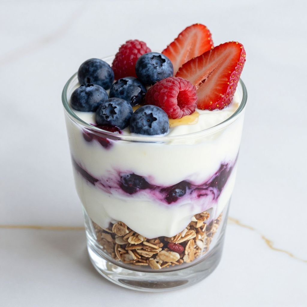 Greek Yogurt Mixed Berry Parfait close up