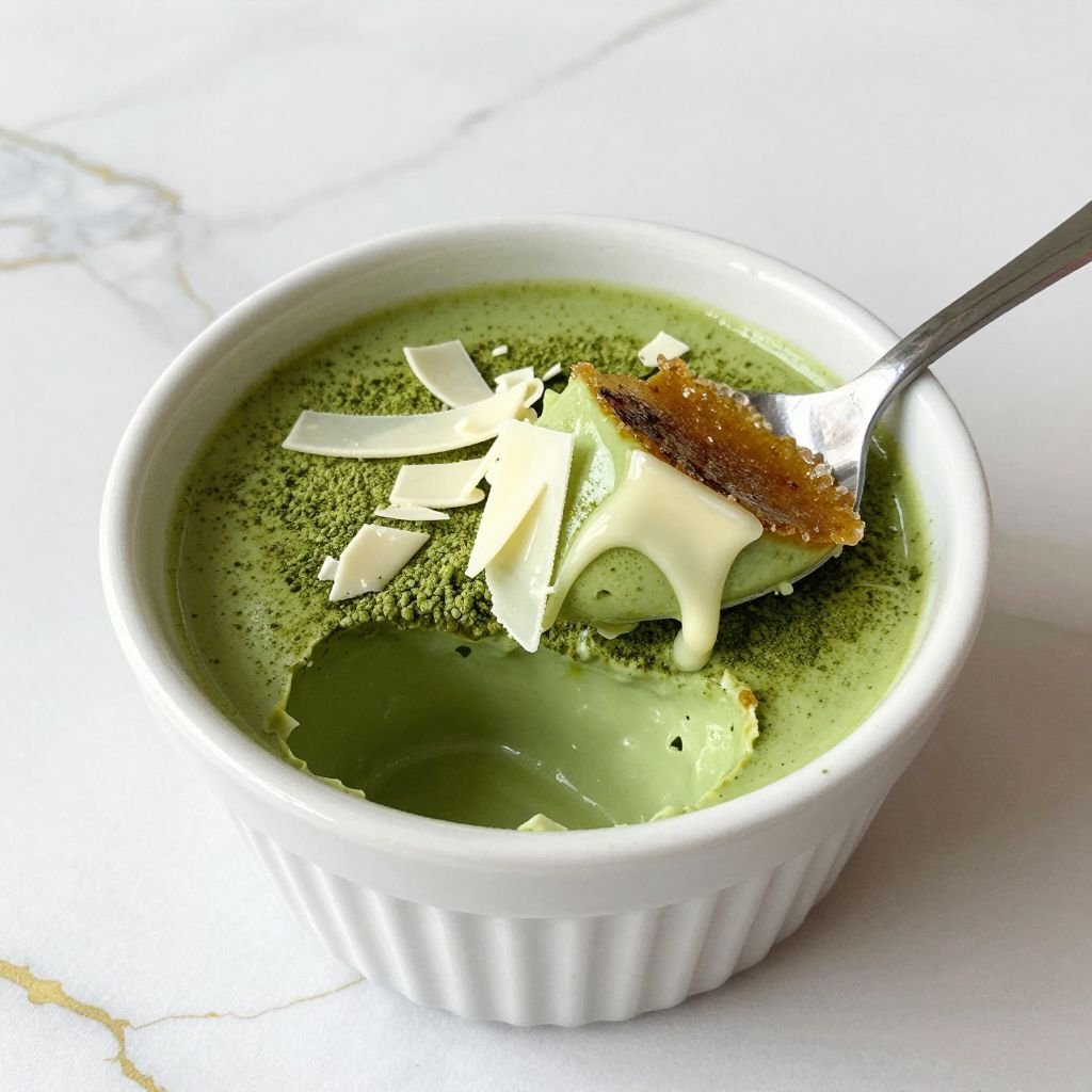 Green Tea Matcha Creme Brulee close up