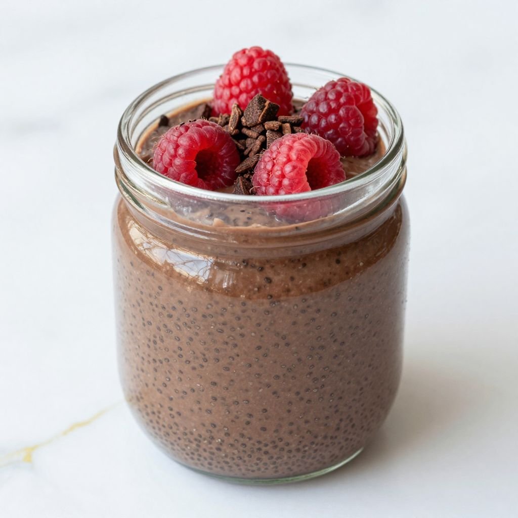 Healthy Chocolate Chia Pudding close up
