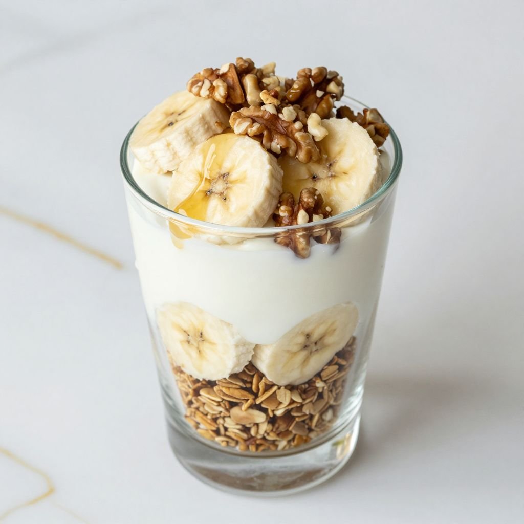Honey Greek Yogurt Banana Parfait close up