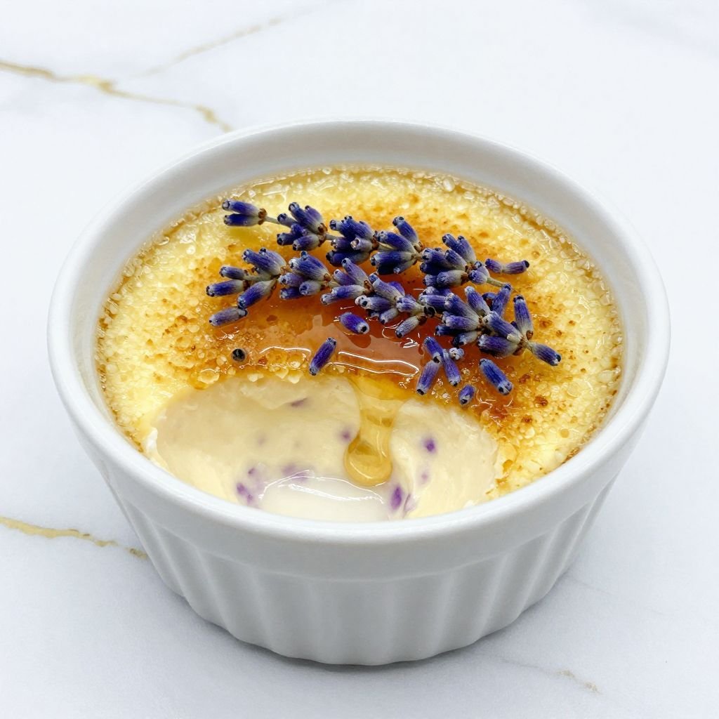 Lavender Honey Creme Brulee Recipe close up