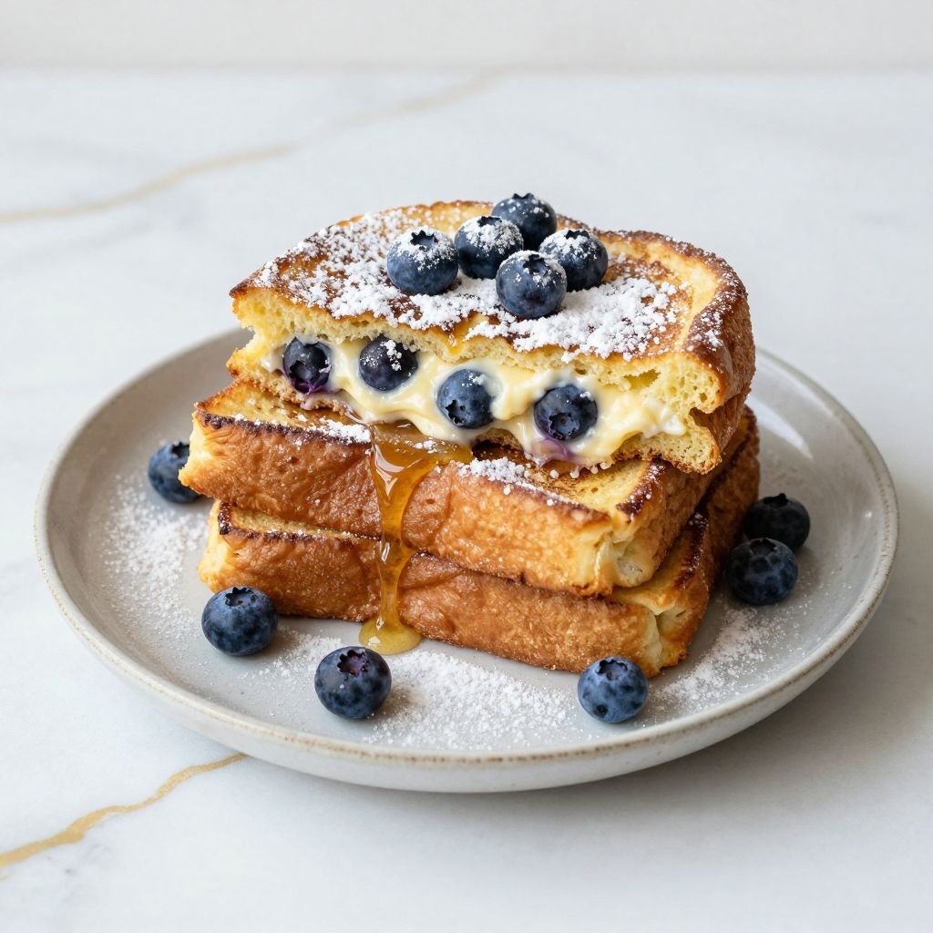Lemon Blueberry Stuffed French Toast Recipe close up