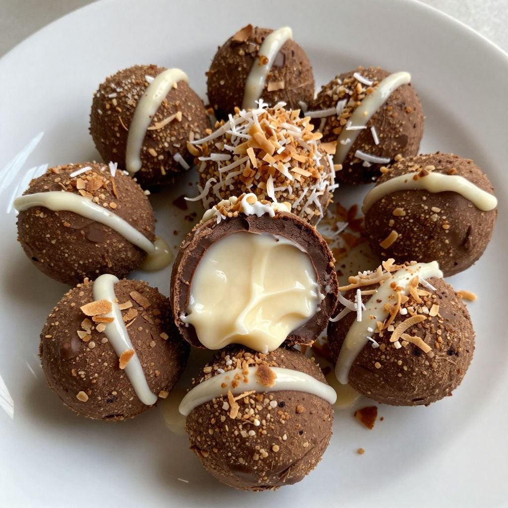 No-Bake Coconut Cream Chocolate Truffles close up