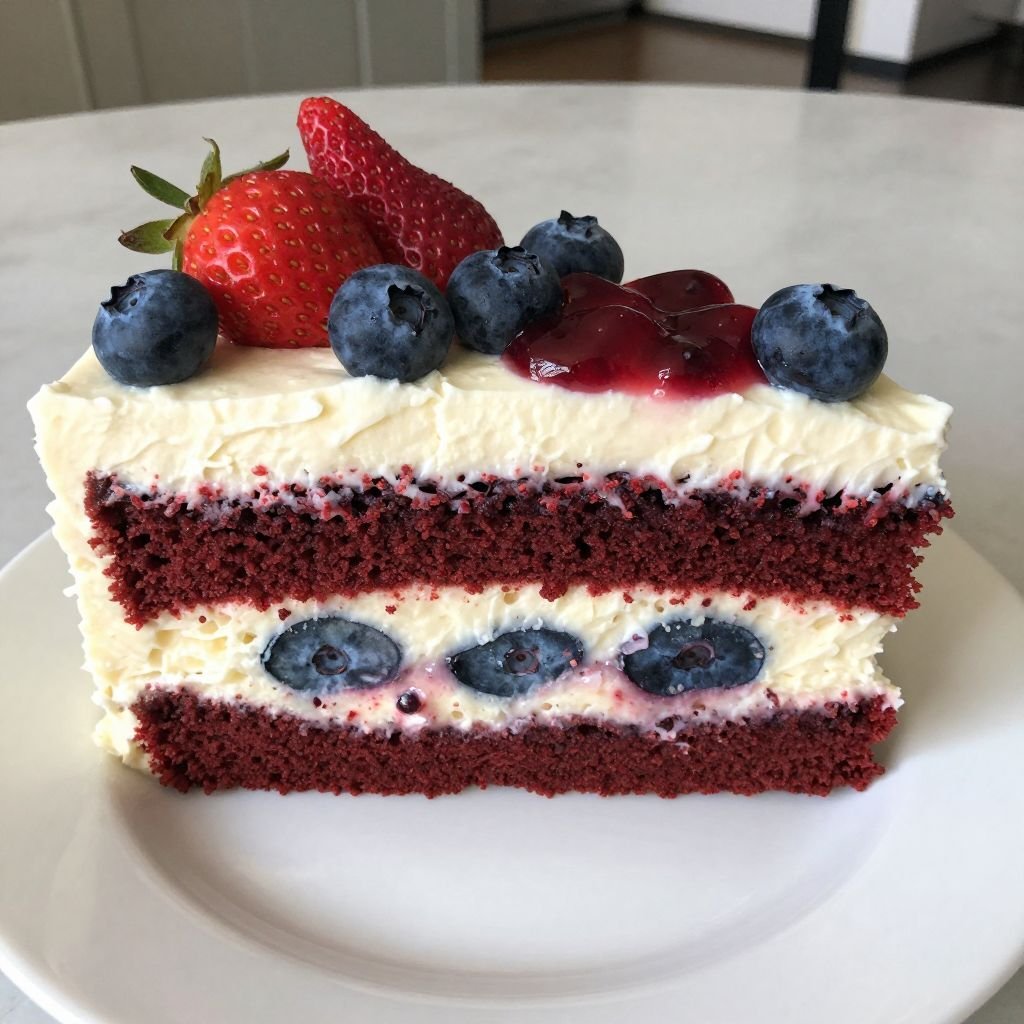 Patriotic Red White Blue Layer Cake close up