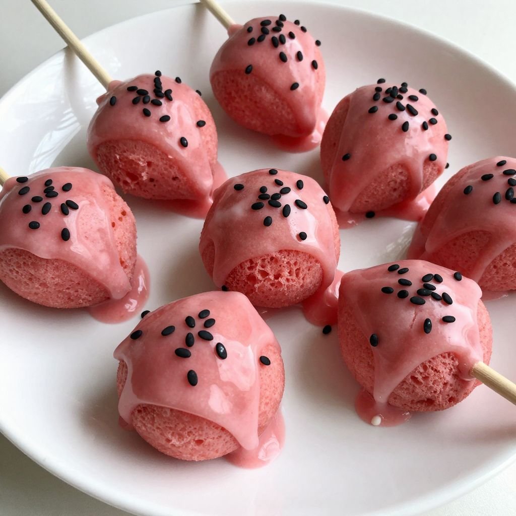 Pink Watermelon Flavored Cake Pops close up