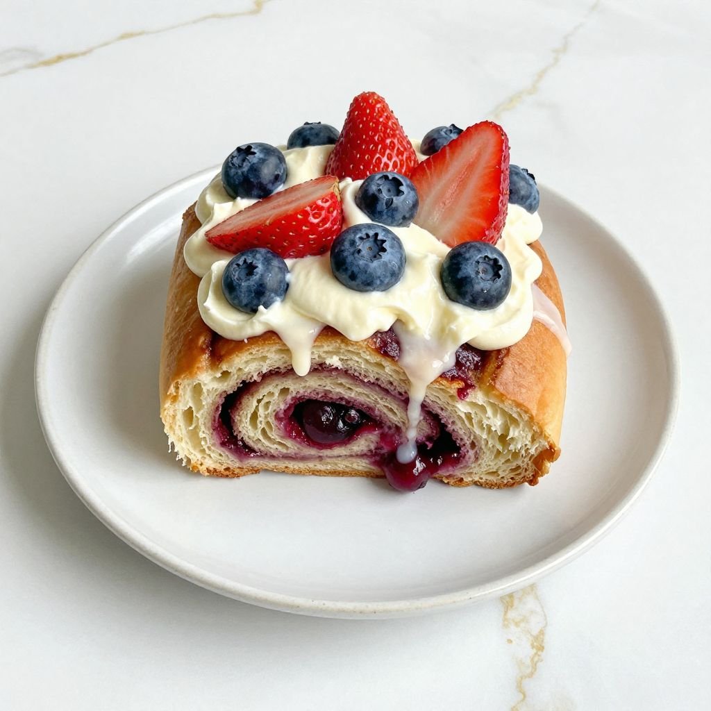 Red White Blue Cinnamon Rolls close up