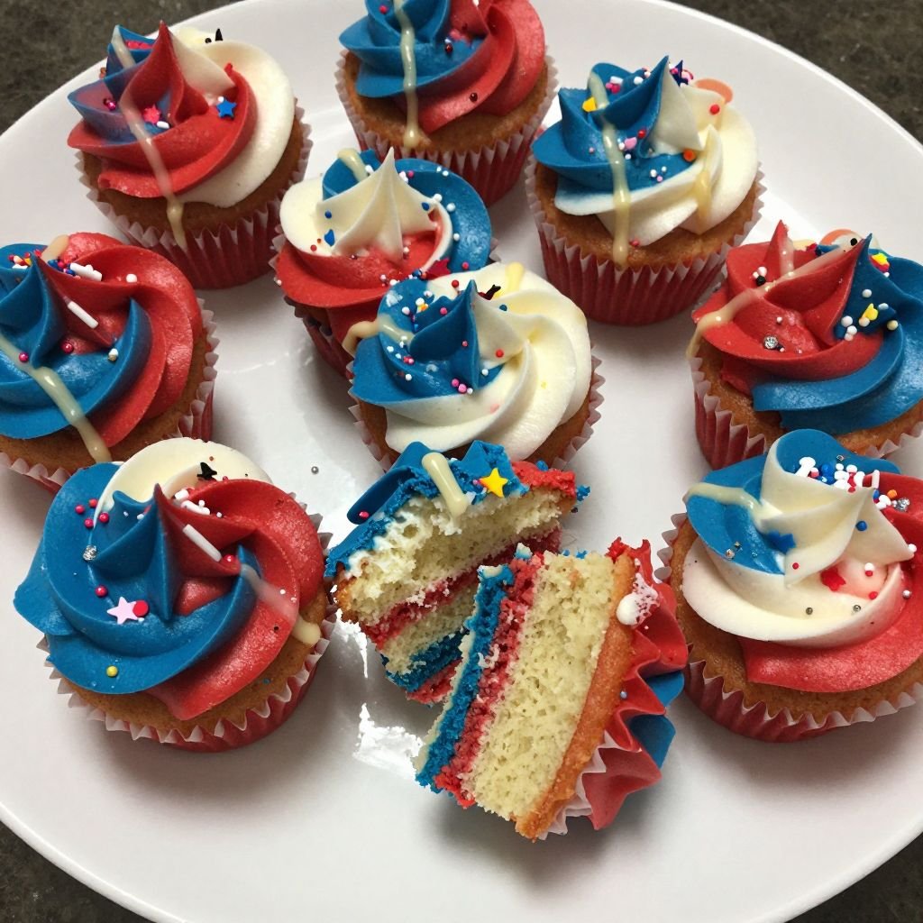 Red White Blue Firecracker Cupcakes