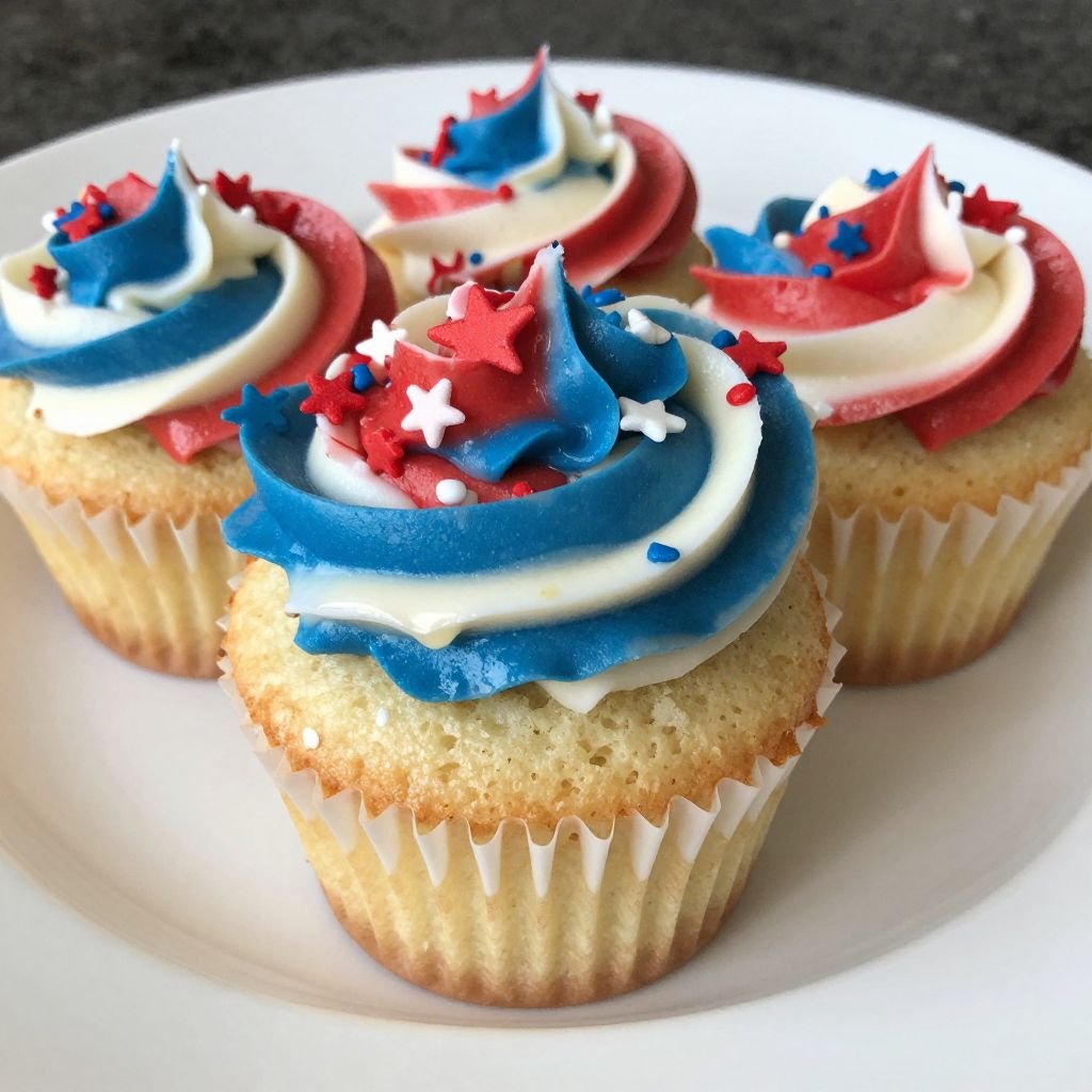 Red White Blue Firecracker Cupcakes close up