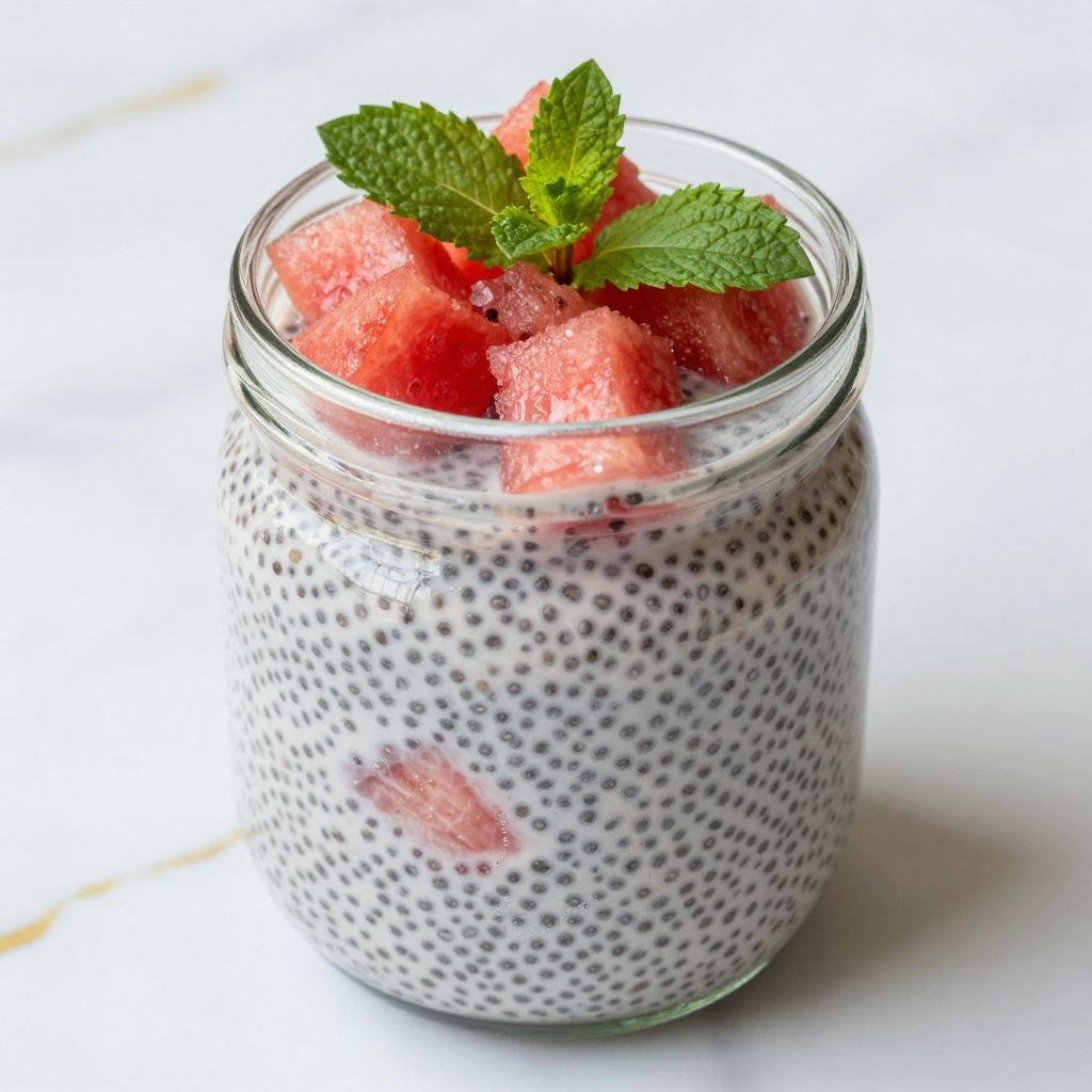 Refreshing Watermelon Chia Pudding close up