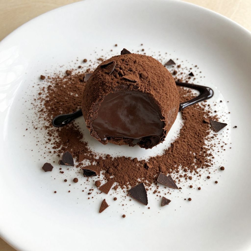 Rich Dark Chocolate Ganache Truffles close up