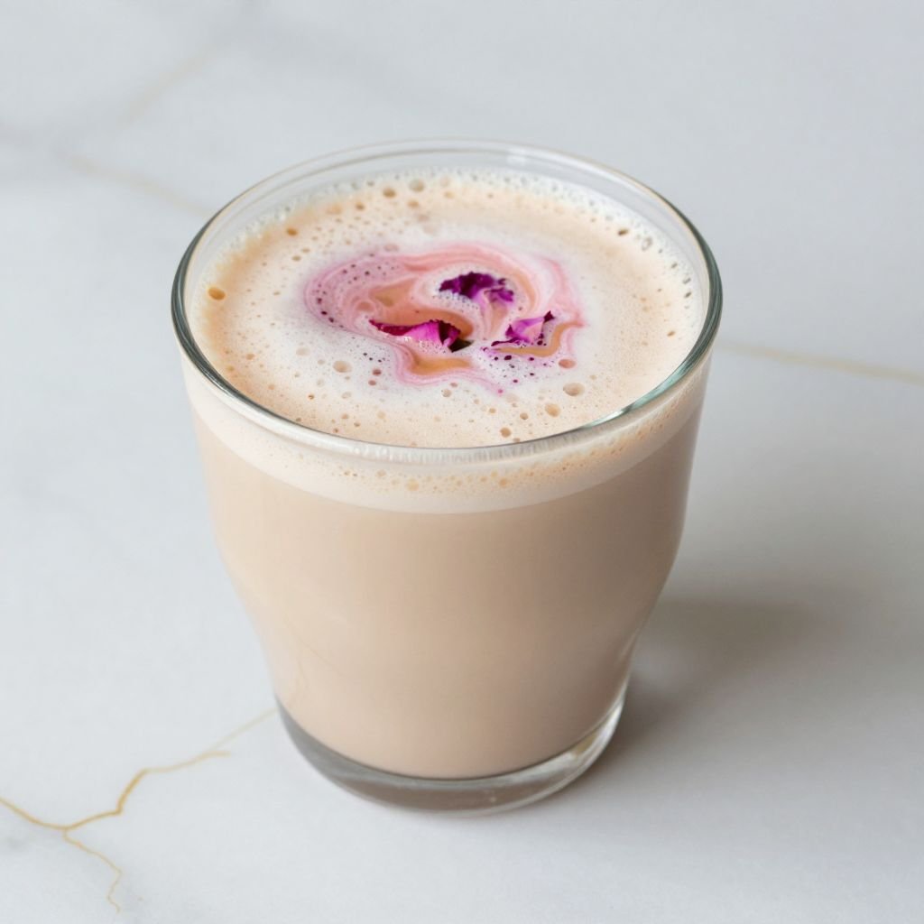 Romantic Rose Cardamom Latte Drink close up