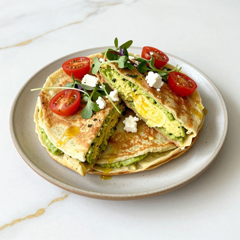 Savory Avocado Toast Breakfast Crepes close up