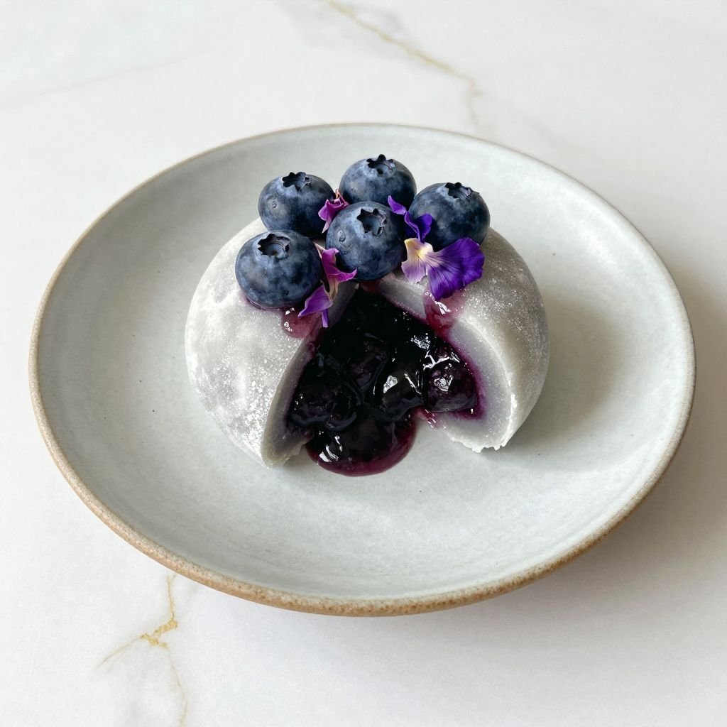 Soft Chewy Blueberry Mochi close up