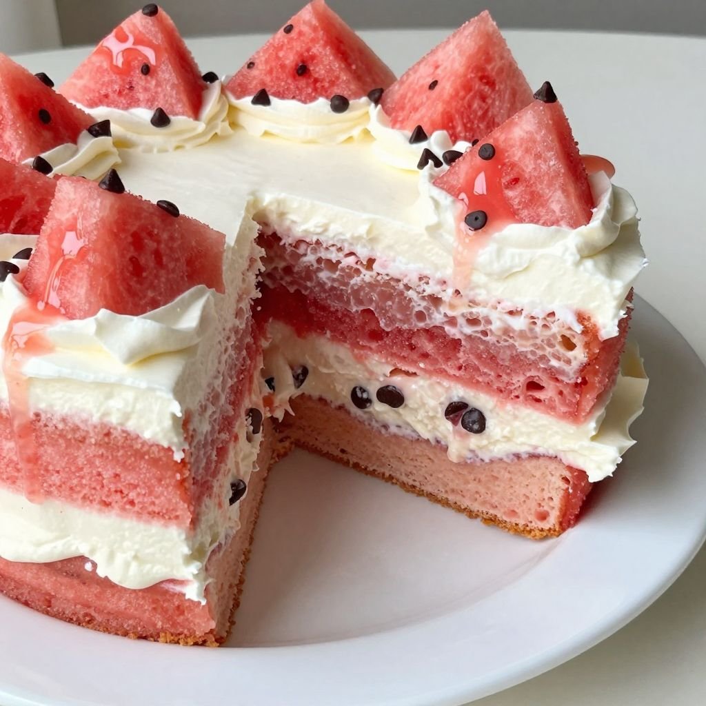 Summer Watermelon Layer Cake close up