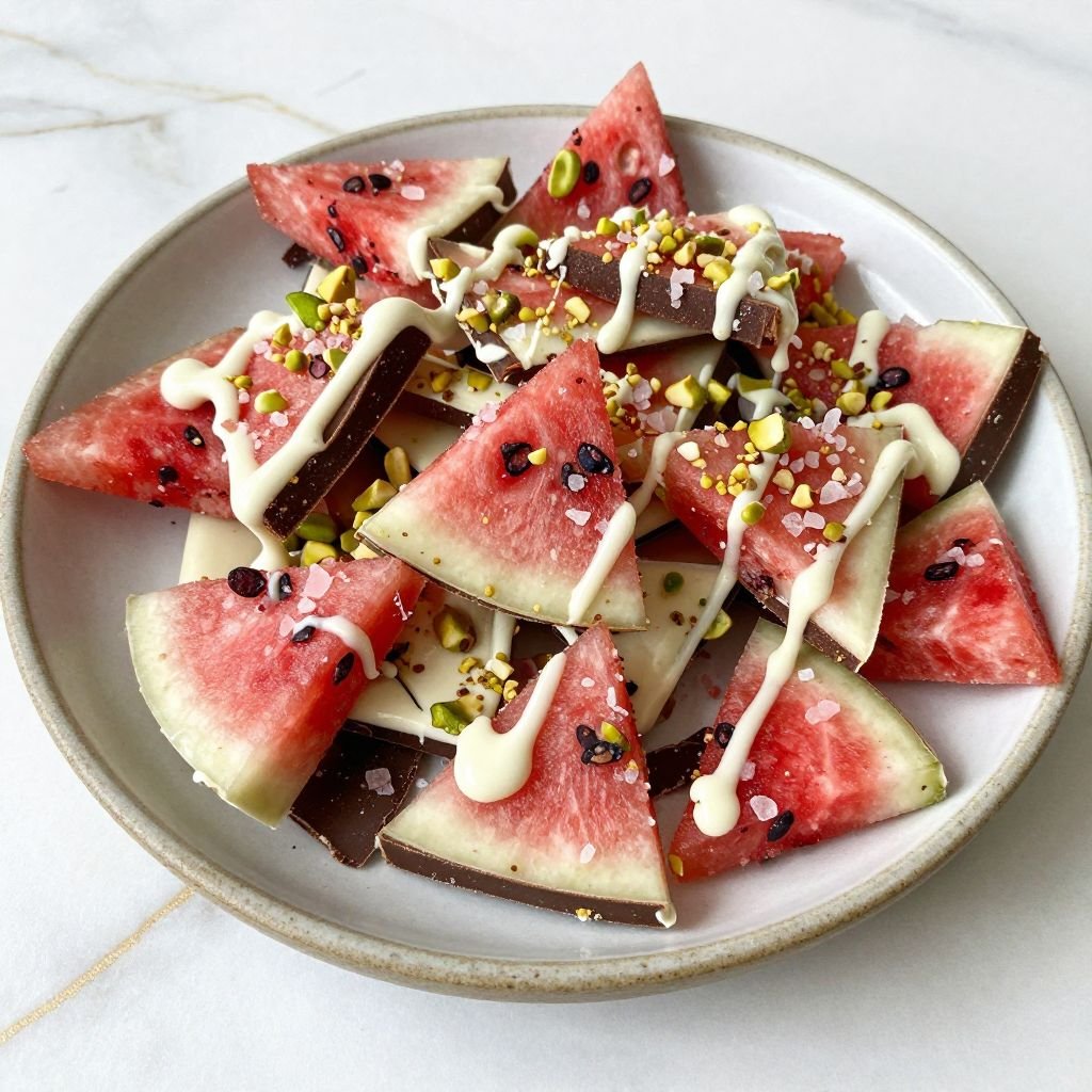 Summer Watermelon White Chocolate Bark close up