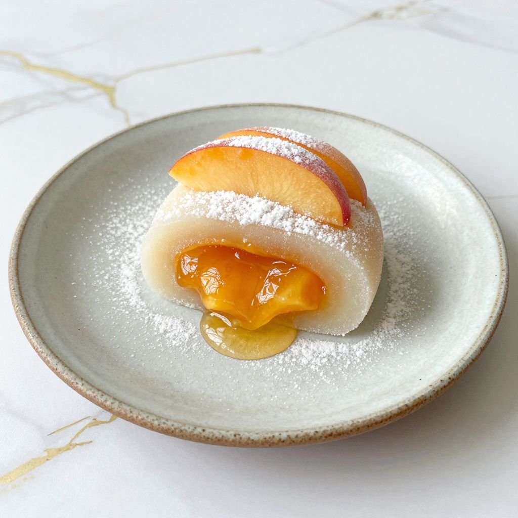 Sweet Peach Filled Mochi close up