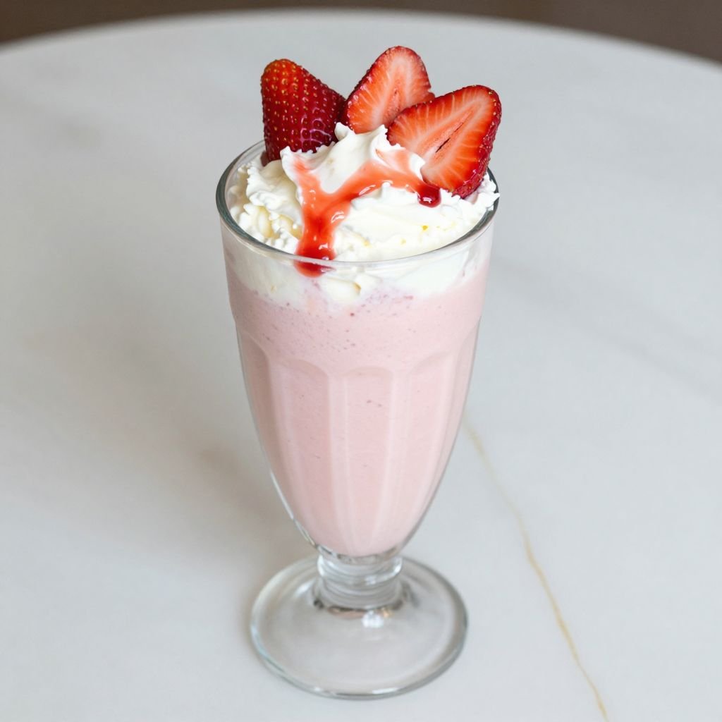Thick Strawberry Vanilla Ice Cream Shake close up