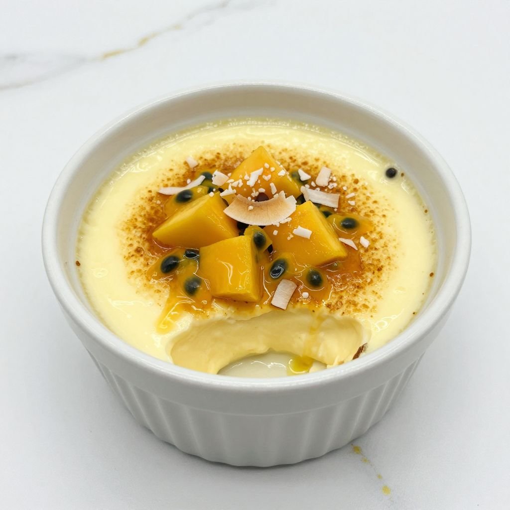 Tropical Coconut Creme Brulee Recipe close up