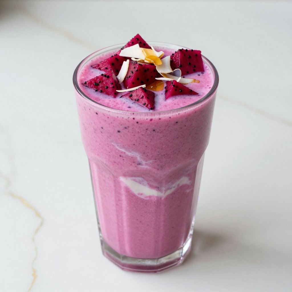 Tropical Dragon Fruit Coconut Smoothie close up