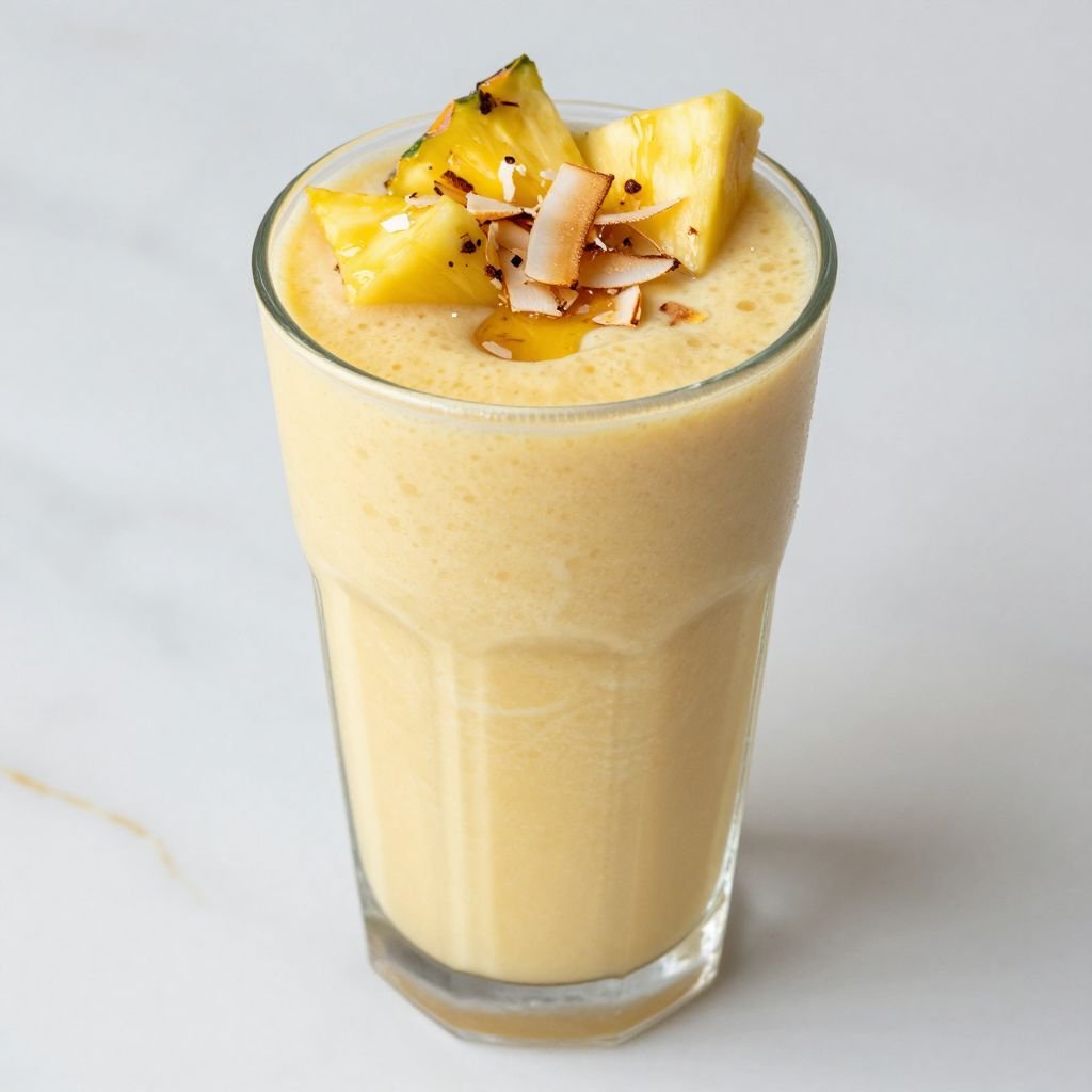 Tropical Pineapple Coconut Smoothie Recipe close up