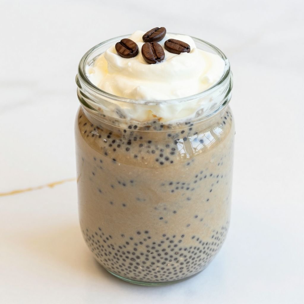Vanilla Coffee Chia Pudding close up