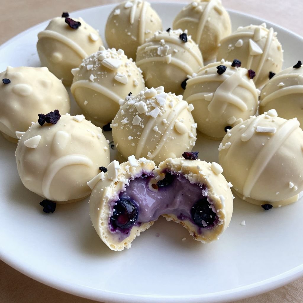 White Chocolate Blueberry Cream Truffles