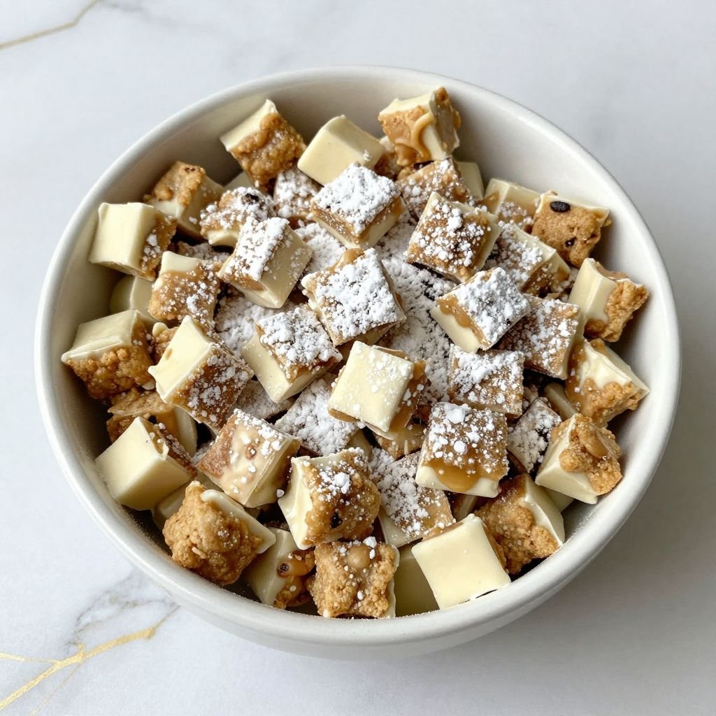 White Chocolate Cookie Butter Puppy Chow close up